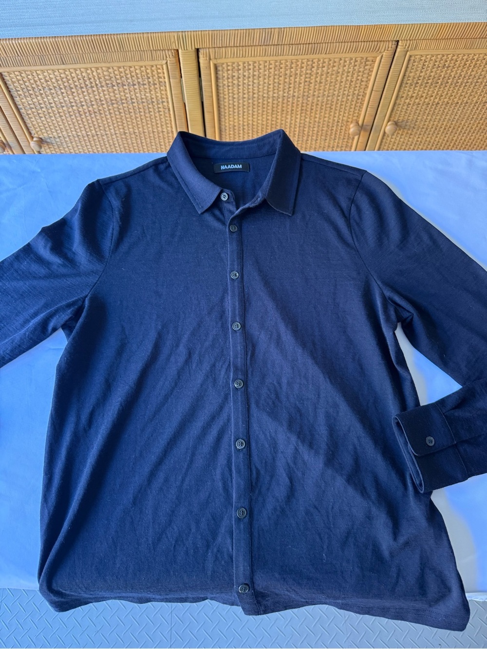 Naadam wool blend navy button down